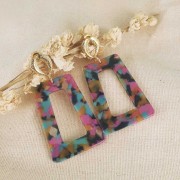 Acetate hollow trapeze pendant 50x35 mm - Tortoiseshell - Brown - Black x1