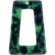 50x35mm Acetate Hollow trapeze Pendant - Tortoise Shell - Dark Green - Black x1|raw }}
