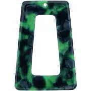 50x35mm Acetate Hollow trapeze Pendant - Tortoise Shell - Dark Green - Black x1