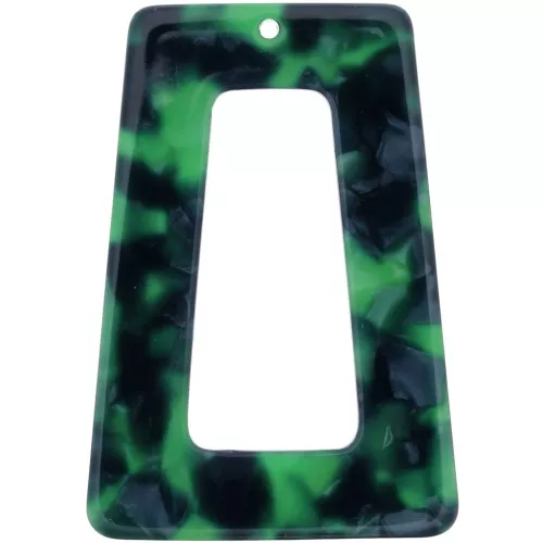 Acetate hollow trapeze pendant 50x35 mm Tortoiseshell - Dark green - Black x1