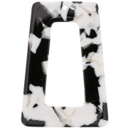 50x35mm Acetate Hollow trapeze Pendant - Tortoise Shell - Black - White x1|raw }}