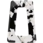 Acetate hollow trapeze pendant 50x35 mm - Tortoiseshell - Black - White x1