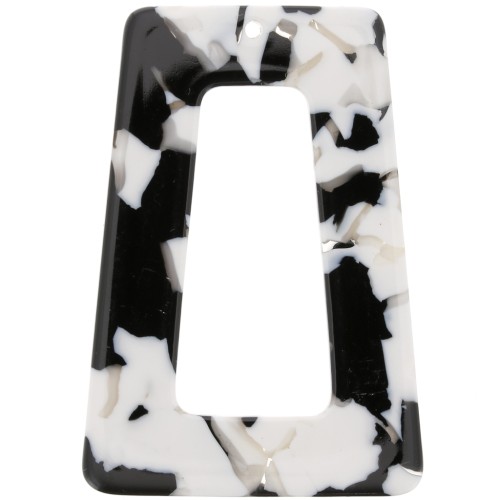 50x35mm Acetate Hollow trapeze Pendant - Tortoise Shell - Black - White x1