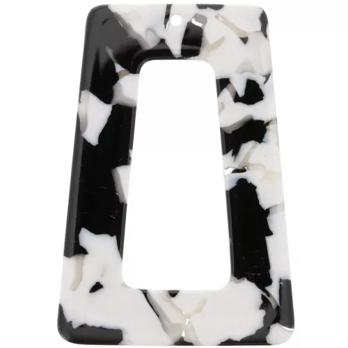 Acetate hollow trapeze pendant 50x35 mm - Tortoiseshell - Black - White x1