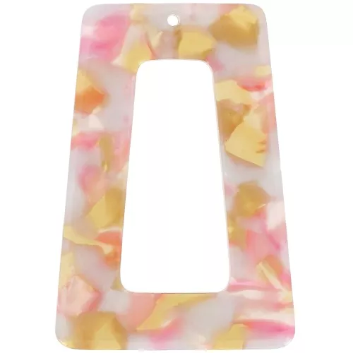 Acetate hollow trapeze pendant 50x35 mm - Tortoiseshell - Pearly pink - Honey