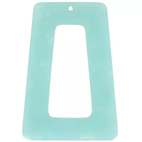 Acetate hollow trapeze pendant 50x35 mm - Tortoiseshell - Mint pearl x1