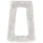50x35mm Acetate Hollow trapeze Pendant - Tortoise Shell - White Pearl x1