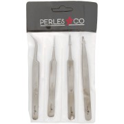 Set of 4 precision tweezers 12 cm by Perles&Co x1