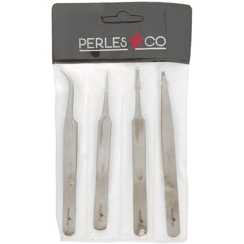 Set of 4 precision tweezers 12 cm by Perles&Co x1