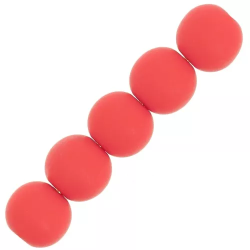 6mm Matte resin beads - Coral Red x10