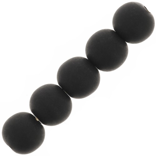 6mm Matte resin beads - Black x10