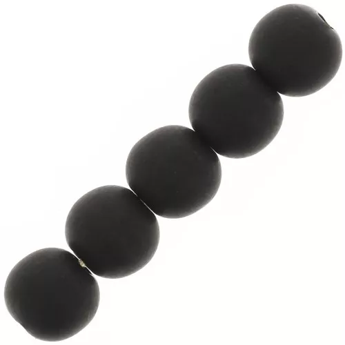 6mm Matte resin beads - Black x10