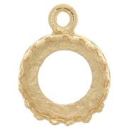 Round pendant setting - crown design - for 8mm cabochon - 3 microns gold plated x1