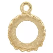 Round pendant setting - crown design - for 8mm cabochon - 3 microns gold plated x1