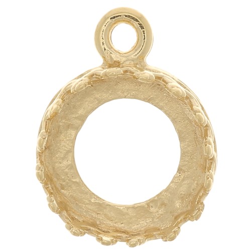 Round pendant setting - crown design - for 8mm cabochon - 3 microns gold plated x1