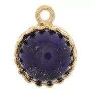 Round pendant setting - crown design - for 8mm cabochon - 3 microns gold plated x1