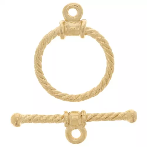 14mm Twisted T-Clasp - 3 Micron Gold Plated x1