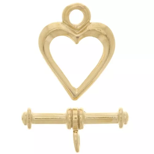 16x12mm Heart T clasp - 3 microns gold plated x1