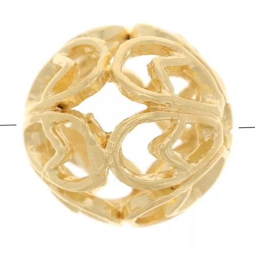 10mm Round filigree bead - 3 microns Gold plated x1