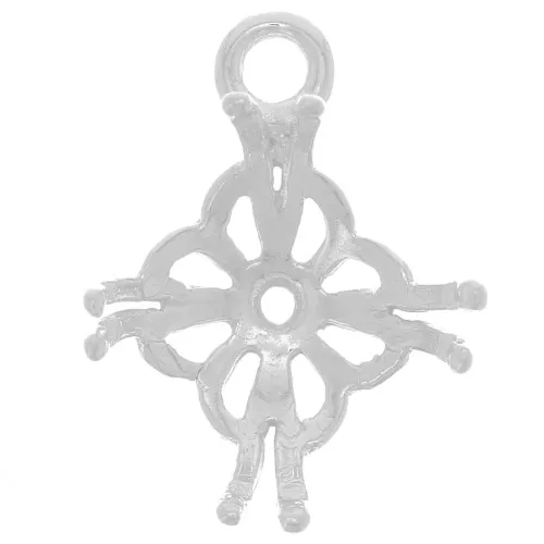 filigree Pendant setting for 10mm half drilled & rivoli - Fine Silver plating x1
