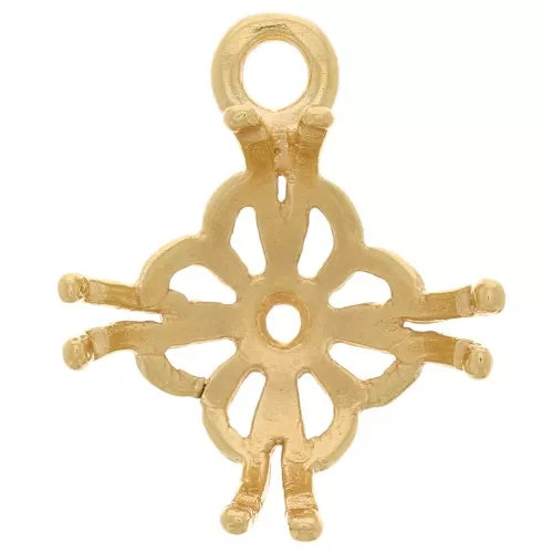 filigree Pendant setting for 10mm half drilled & rivoli - Fine Gold Plated x1