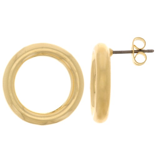 19mm hollow circle Earstuds - Fine Gold Plated x2