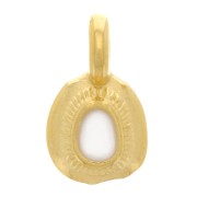 11x6mm Irregular ethnic charm with epoxy resin - Gold plated - White x1