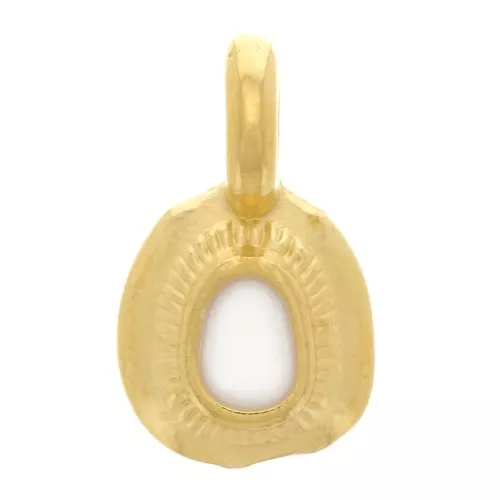 11x6mm Irregular ethnic charm with epoxy resin - Gold plated - White x1