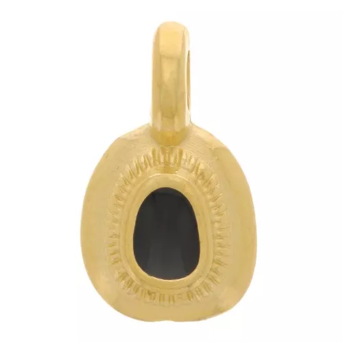 11x6mm Irregular ethnic charm with epoxy resin - Gold plated - Black x1