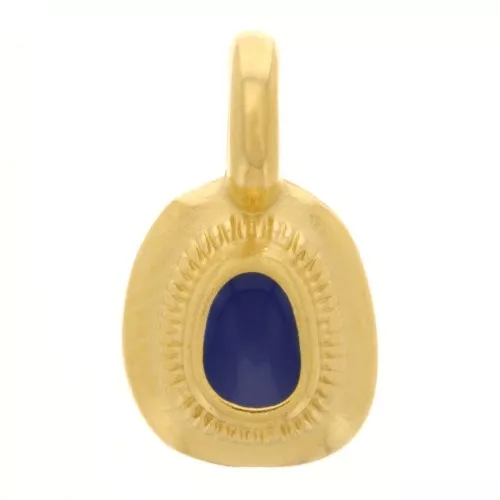 11x6mm Irregular ethnic charm with epoxy resin - Gold plated - Dark Blue x1