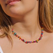 11x6mm Irregular ethnic charm with epoxy resin - Gold plated - Dark Blue x1