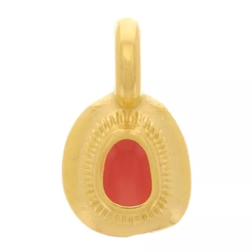 11x6mm Irregular ethnic charm with epoxy resin - Gold plated - Orange x1