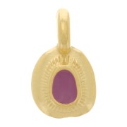 11x6mm Irregular ethnic charm with epoxy resin - Gold plated - Plum x1