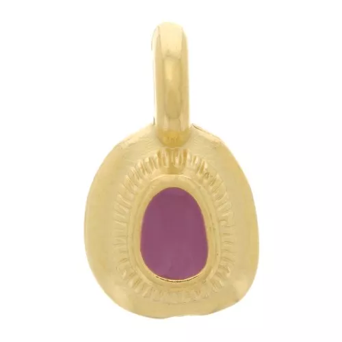 11x6mm Irregular ethnic charm with epoxy resin - Gold plated - Plum x1