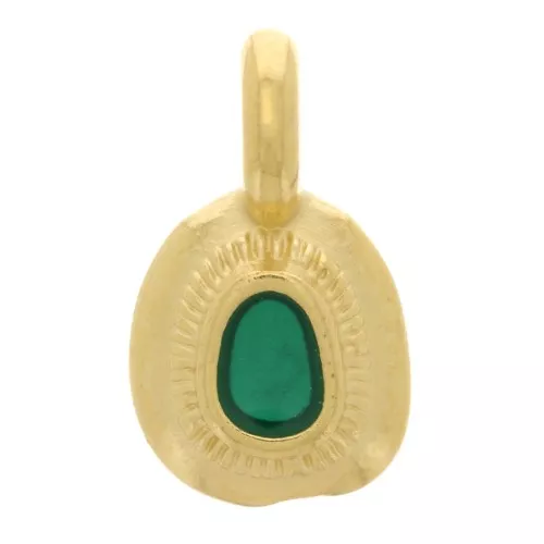 11x6mm Irregular ethnic charm with epoxy resin - Gold plated - Green x1