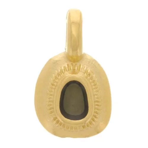 11x6mm Irregular ethnic charm with epoxy resin - Gold plated - Dark grey x1