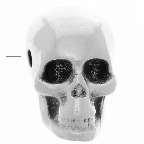 12x10mm Skull and crossbones bead - large hole - Antique silver plating x1