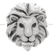 14x12mm Lion head bead - large hole - Antique Silver plating x1|raw }}