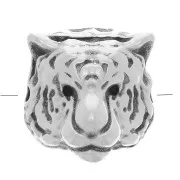 10mm Tiger head bead - Antique silver plating x1