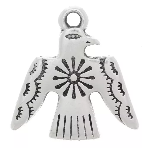 16x15mm Ethnic Eagle Charm - Antique Silver Plating x1