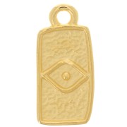 15x7mm irregular rectangle charm - eye pattern- Fine Gold plated x1