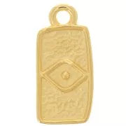 15x7mm irregular rectangle charm - eye pattern- Fine Gold plated x1