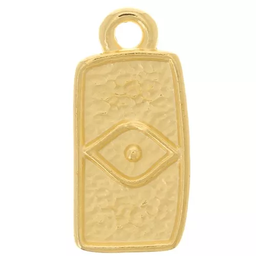 15x7mm irregular rectangle charm - eye pattern- Fine Gold plated x1