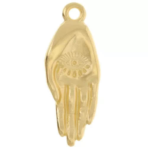 22x8mm Hand pendant - eye pattern - Fine Gold plated x1