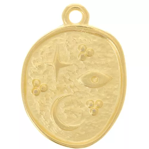 19x14mm irregular Pendant - lucky charms - Fine Gold plated x1