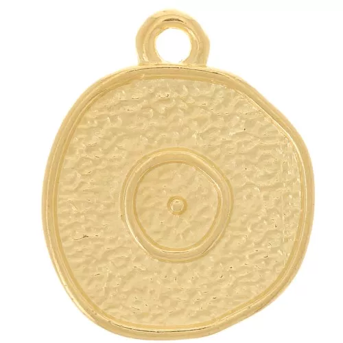 13mm Round irregular charm - eye pattern - Fine Gold Plated x1