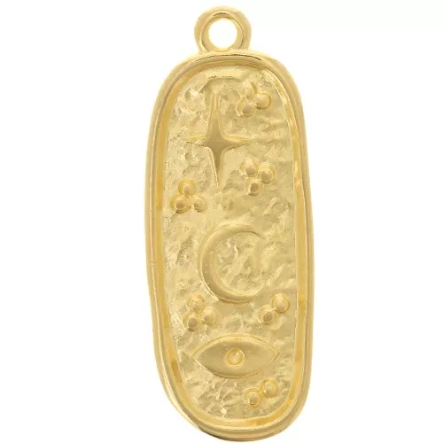 28x10.5mm Elongated Rectangle Pendant - Lucky Charms - Fine Gold plated x1