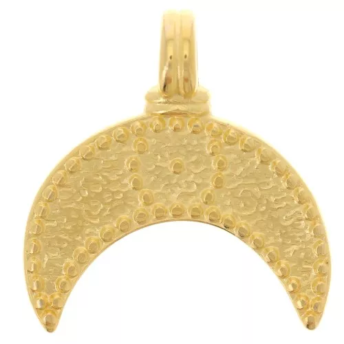 21x19mm Half moon pendant - eye pattern - Fine Gold Plated x1
