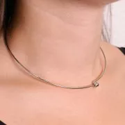 1.6mm choker with unscrewable ball clasp - Rhodium-plated x12cm
