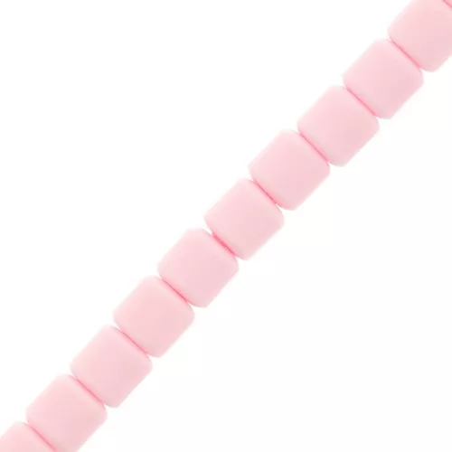 6x6.2mm Heishi style polymer clay tube beads - Pastel Pink x39cm